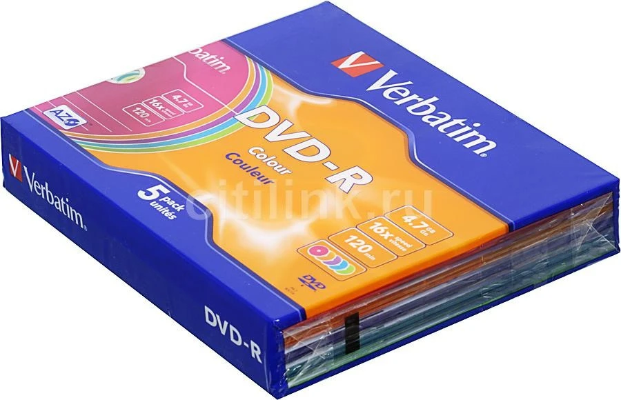 Verbatim 5-Pack DVD-R 4.7 GB (43557) Slime Case