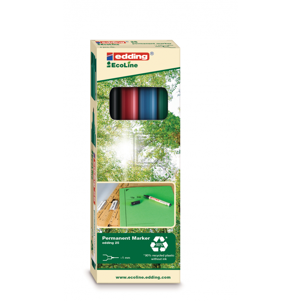 EDDING Permanent Marker 25 E-4 25-E4 Etui, 4-farbig 4 Stück