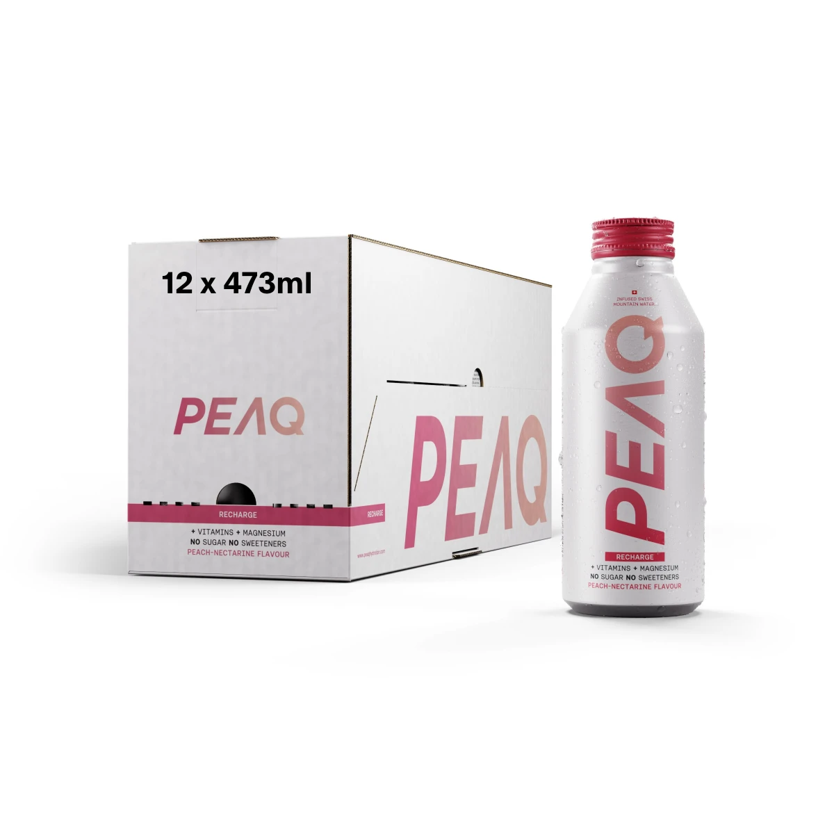 PEAQ Recharge Peach-Nectarine Aluminium Flasche 12 x 473 ml