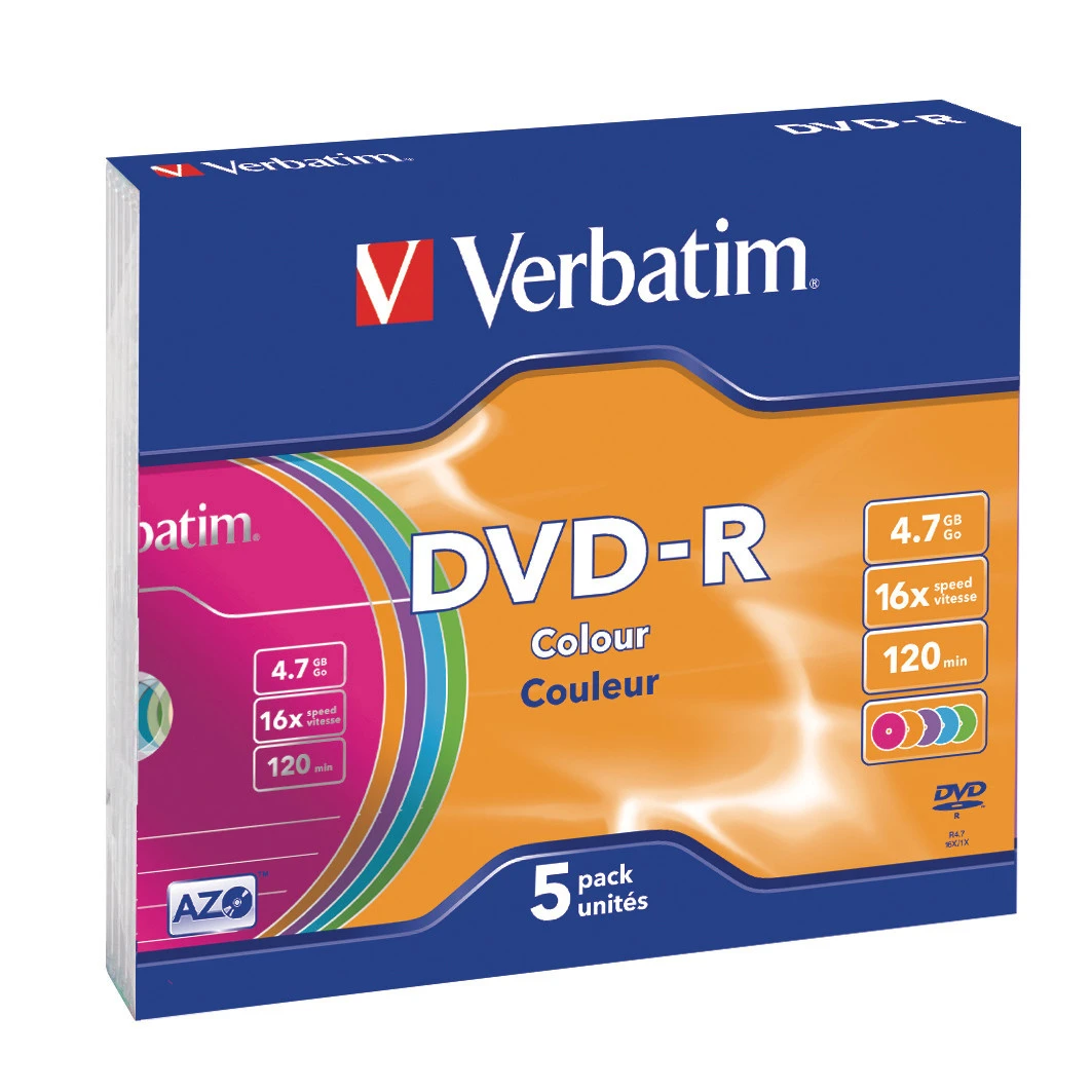 Verbatim 5-Pack DVD-R 4.7 GB (43557) Slime Case