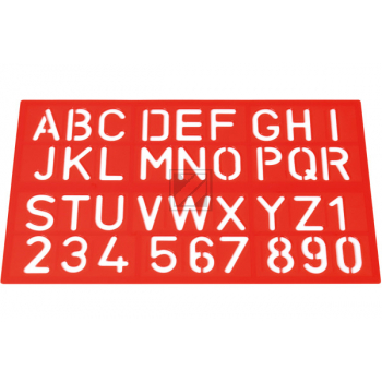 WESTCOTT Zeichenschablone 50cm E-1060000 A-Z, 0-9 blau/rot/grün
