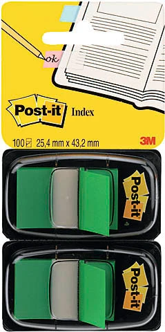 Post-it Index Haftstreifen grün, Pack à 2 x 50 Stück