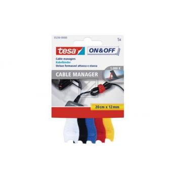 TESA Kabelbinder on&off 12mmx20cm 55236-00 5-farbig 5 Stück