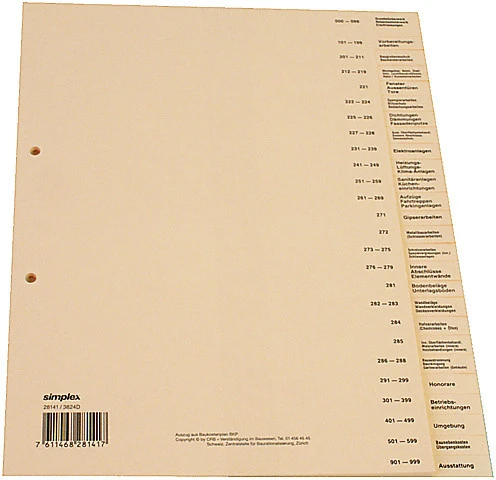SIMPLEX Register 26-teilig Bauabrechnung