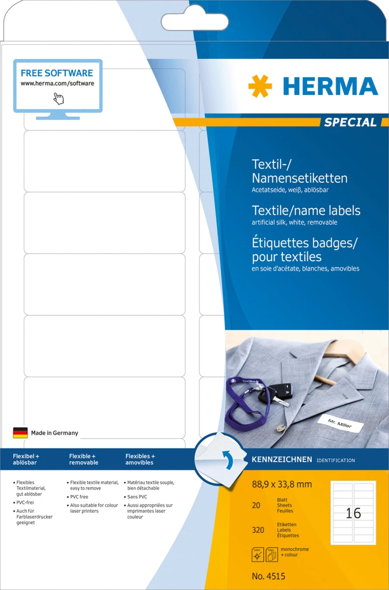 HERMA 4515 Namensetiketten 88.9 x 33.8 mm, 20 Blatt