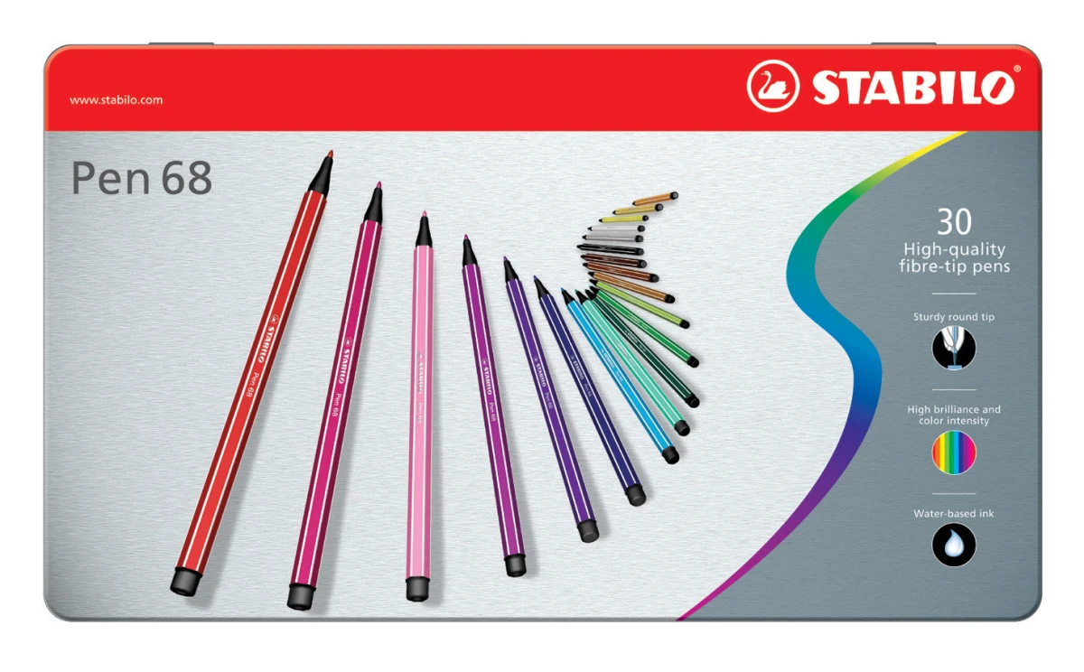 STABILO Fasermaler Pen 68 1 mm - Set, 30 Farben