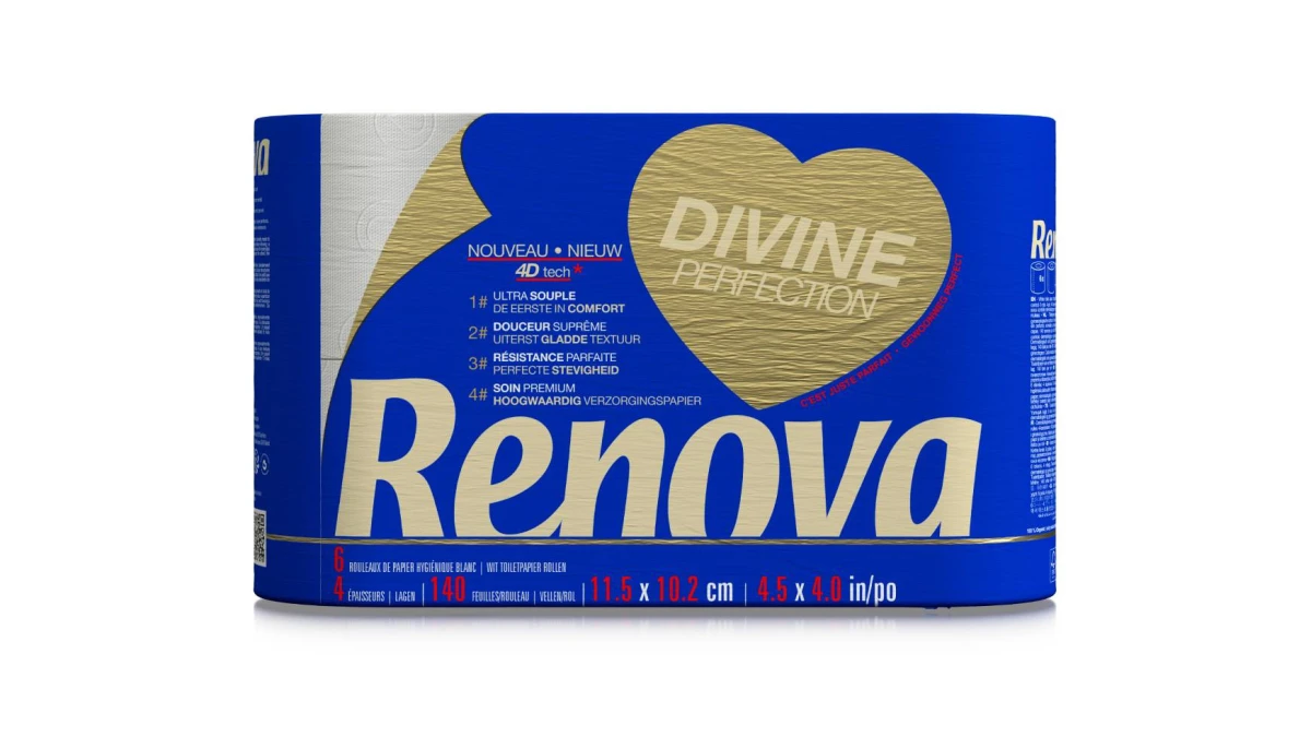 RENOVA WC-Papier DIVINE 4D, 4-lagig, 6 Rollen