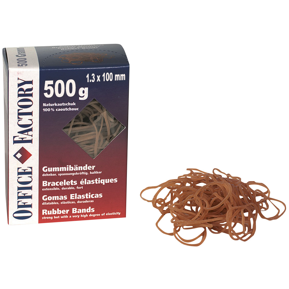 Office Factory Gummibänder 1.3 x 100 mm/70 mm, Pack à 500 g