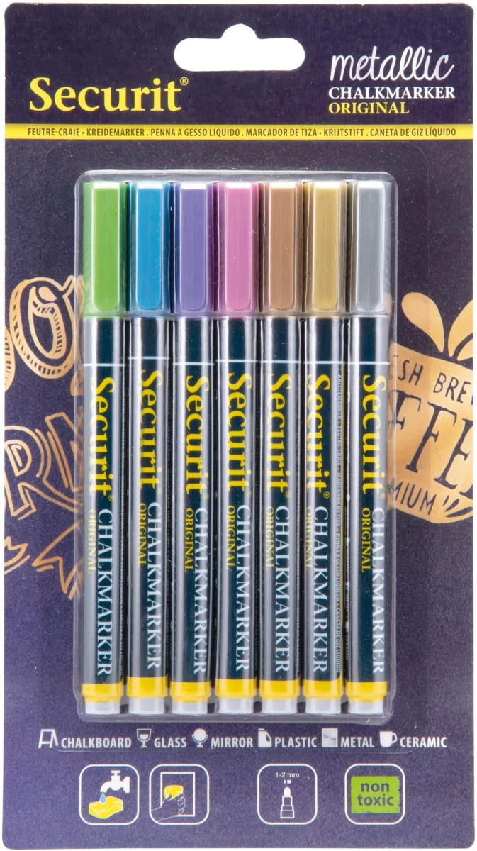 SECURIT Kreidestift 1-2 mm,  metallic - 7 Stück
