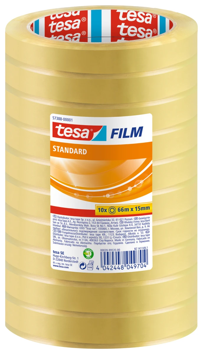 TESA Klebeband Standard 66 m x 15 mm (10x)