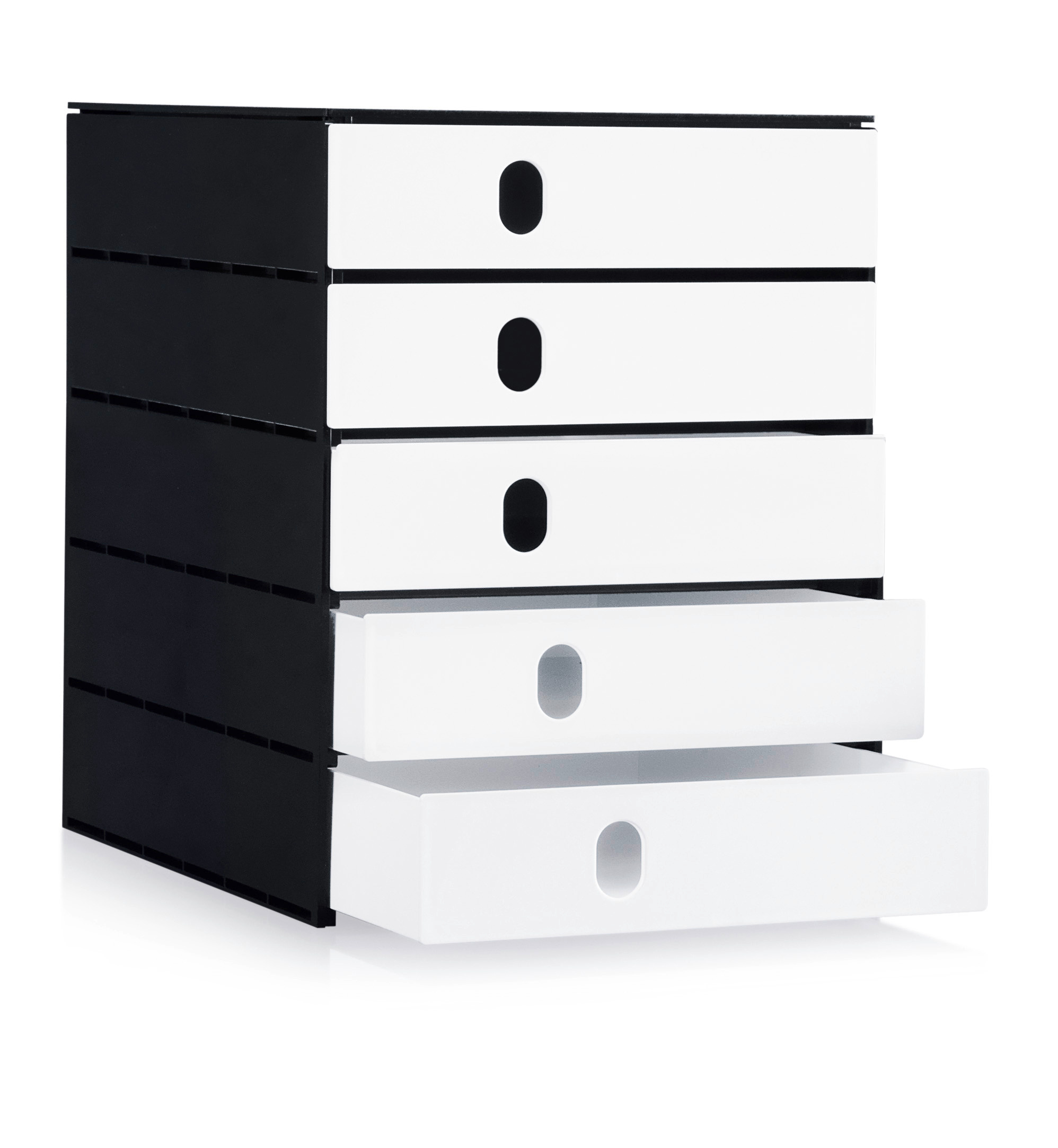 styro Schubladenbox styroval pro mit 5 geschlossen Schubladen, schwarz/weiss