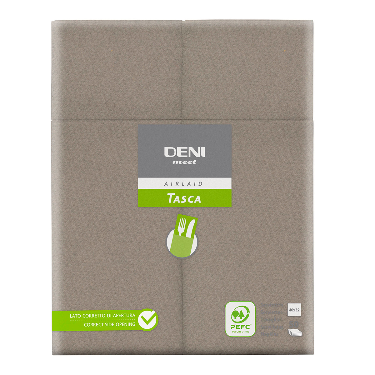Besteck-Servietten Airlaid Deni meet Tasca, 1/8 Falz, Creta, 40x32 cm, 1 Pack à 50 Stück