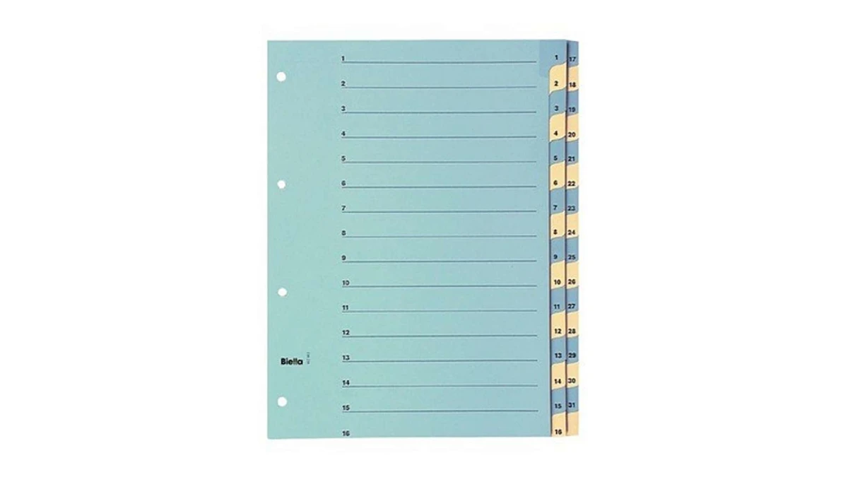 BIELLA Zahlenregister 1 - 31