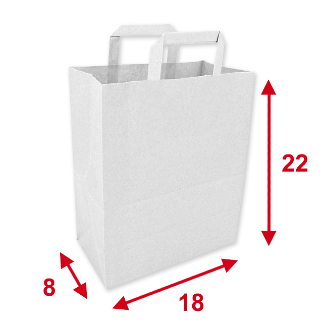 Papiertragetaschen weiss, 18 x 8 x 22 cm, Tragkraft ca. 4 kg, Karton à 250 Stück