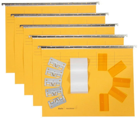 Biella Original Hängemappen inkl. Zubehör, gelb, Pack à 5 Stück
