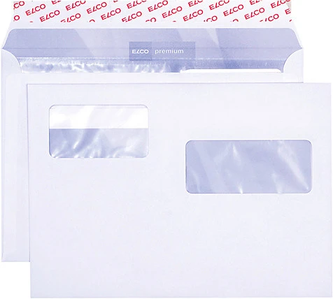 ELCO Briefumschläge Premium C5, Fenster rechts + links