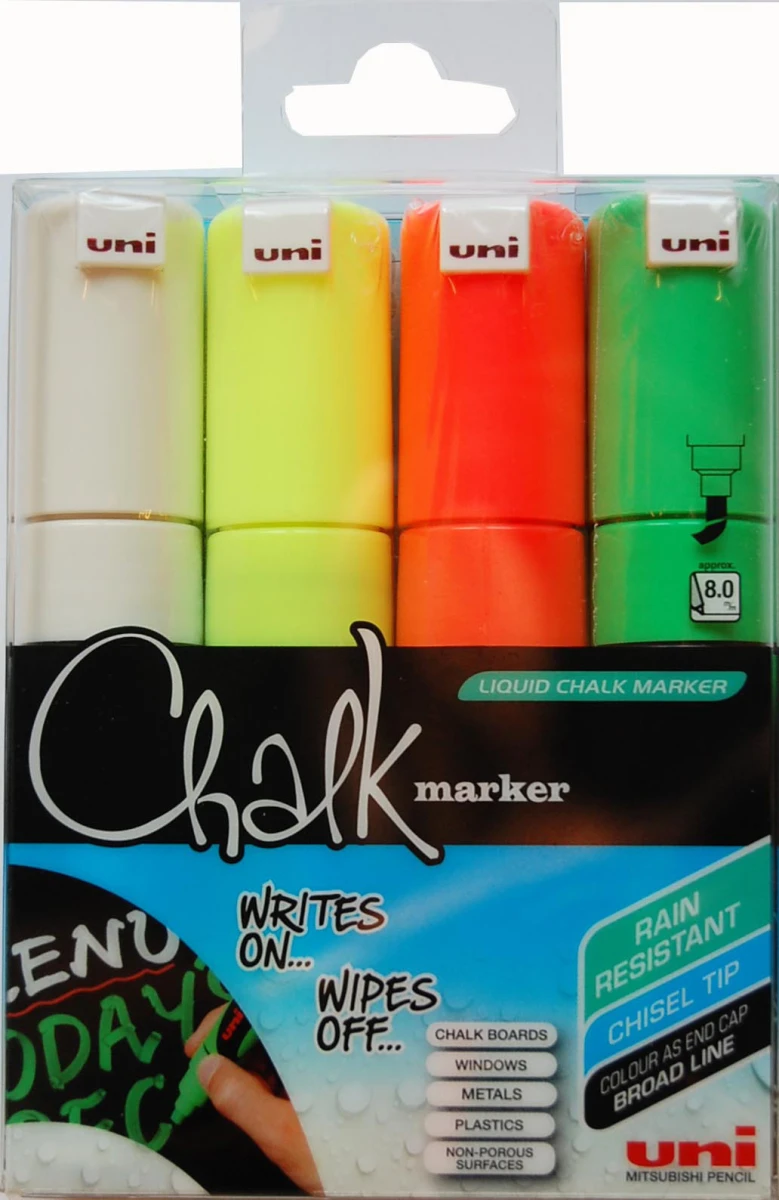 UNI-BALL Chalk Marker 8 mm (PWE8M.4C.1)