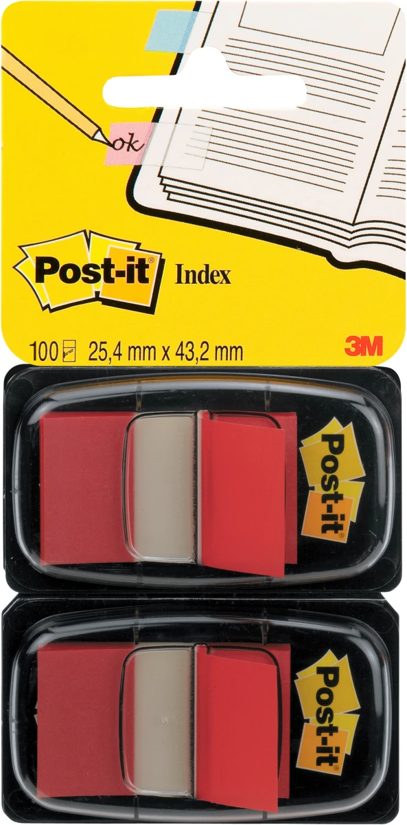 Post-it Index Haftstreifen rot, Pack à 2 x 50 Stück