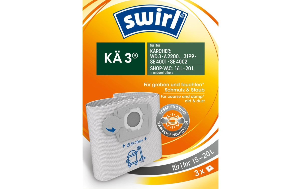 SWIRL Staubbeutel KA 3.0 reissfestes Vlies 3 Stück