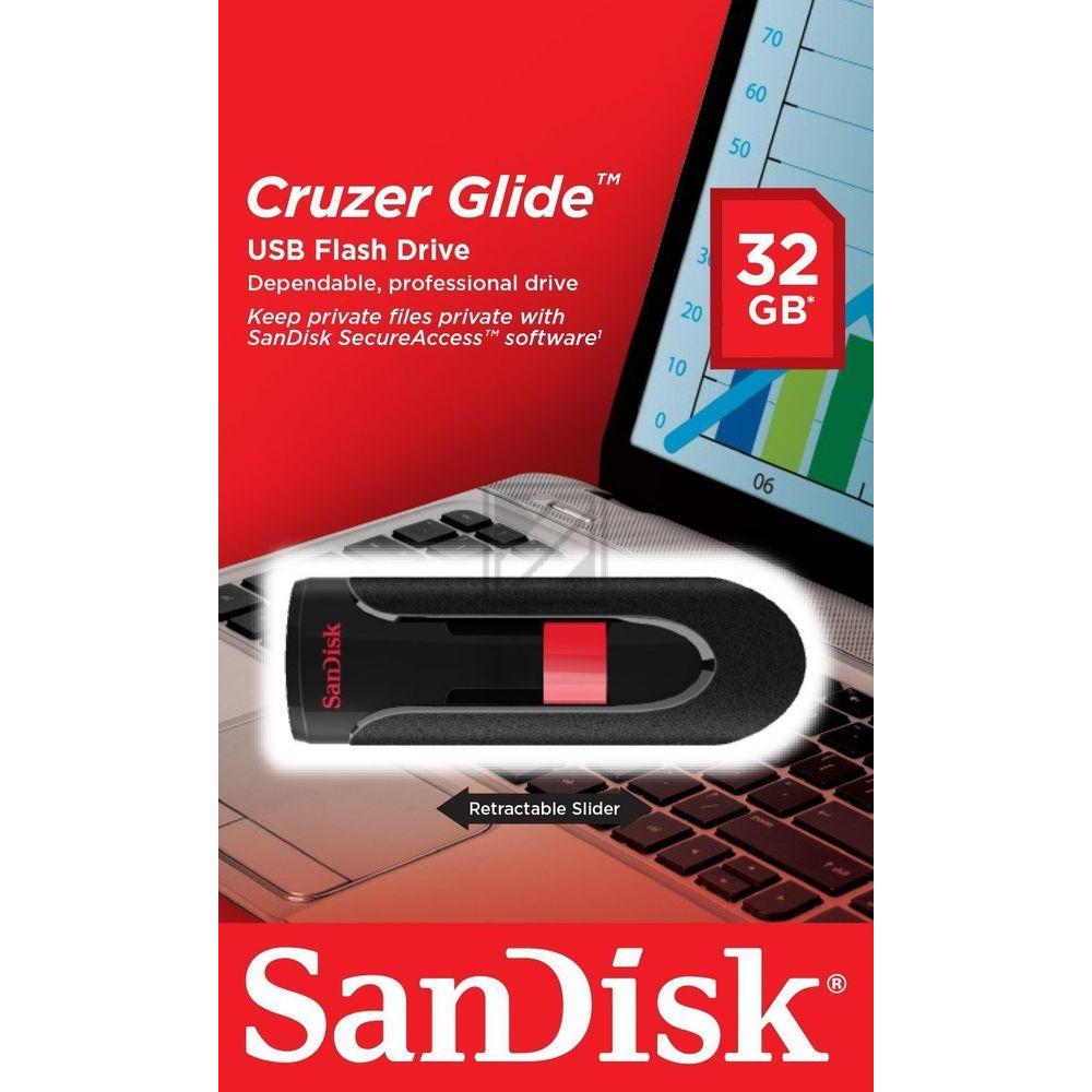 SANDISK CRUZER GLIDE USB STICK 32GB SDCZ60-032G-B35 USB 2.0 schwarz