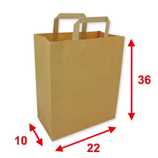 Papiertragetaschen braun, 22 x 10 x 36 cm, Tragkraft ca. 7 kg, Karton à 250 Stück