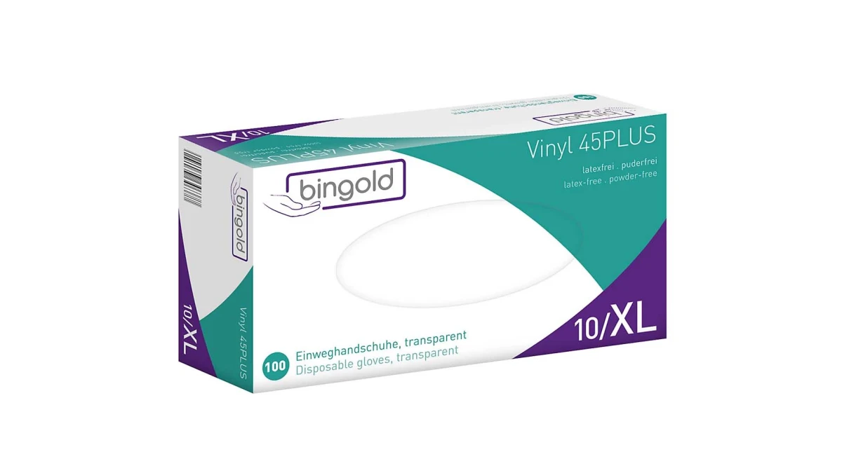 BINGOLD Vinylhandschuhe 45Plus Gr. XL, 100 Stück