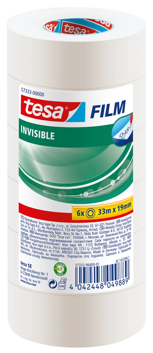 TESA Film Tape Invisible 19 mm x 33 m - 6 Stück