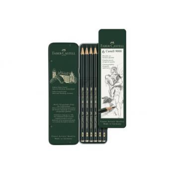 FABER-CA. Bleistift CASTELL 9000 119063 Metalletui 6 Stück