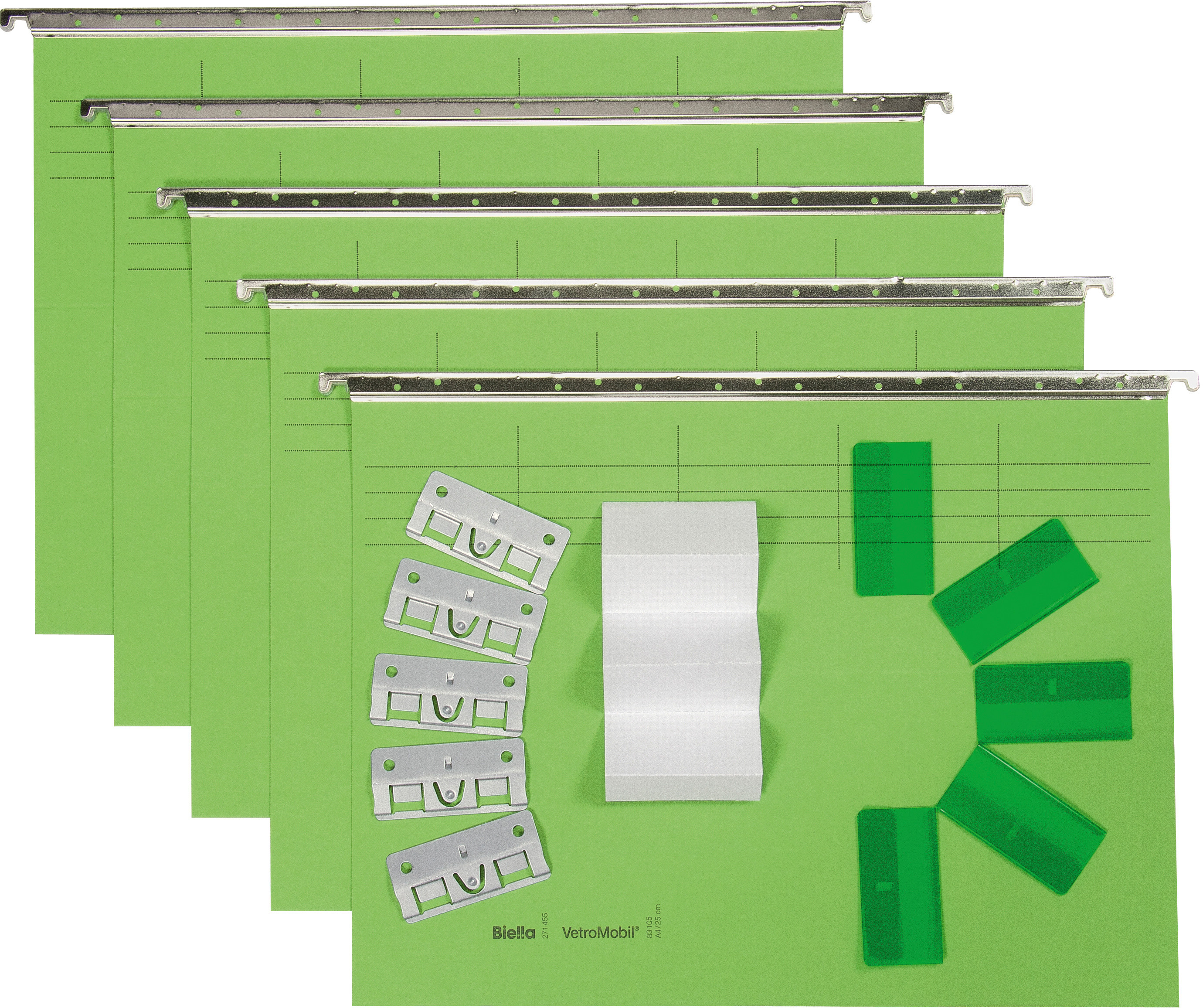 Biella Original Hängemappen inkl. Zubehör, hellgrün, Pack à 5 Stück