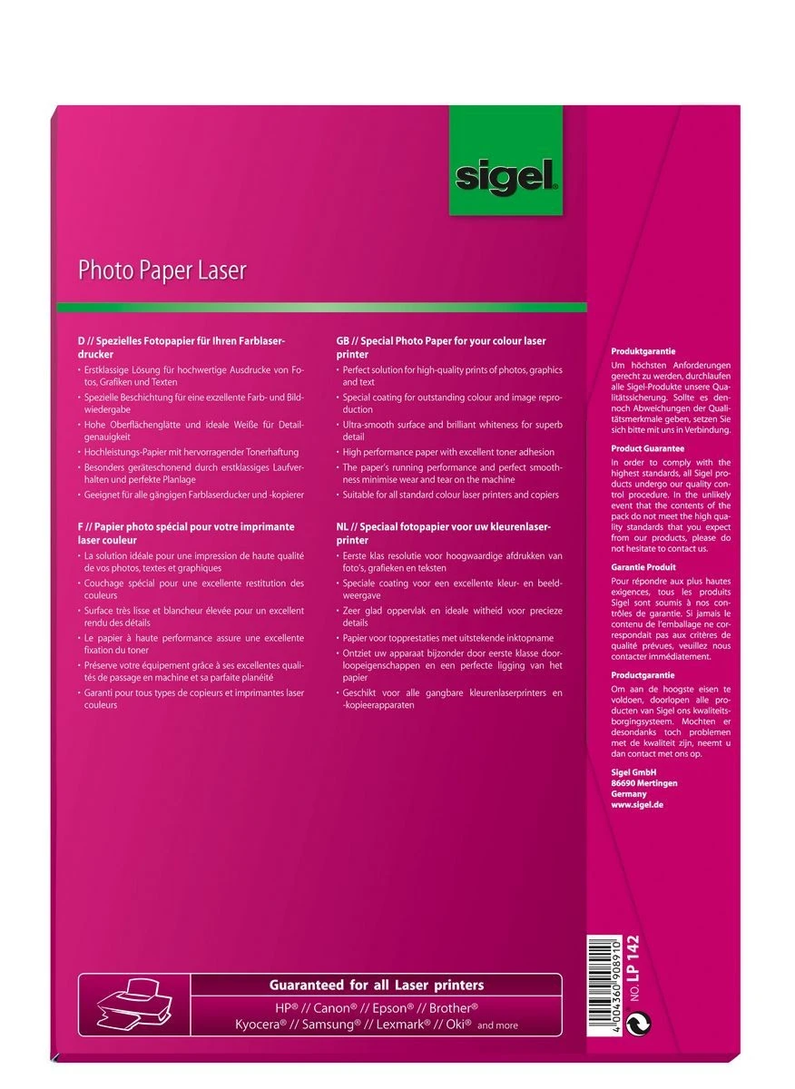 SIGEL Fotopapier für Farb-Laser/-Kopierer A4, 170g