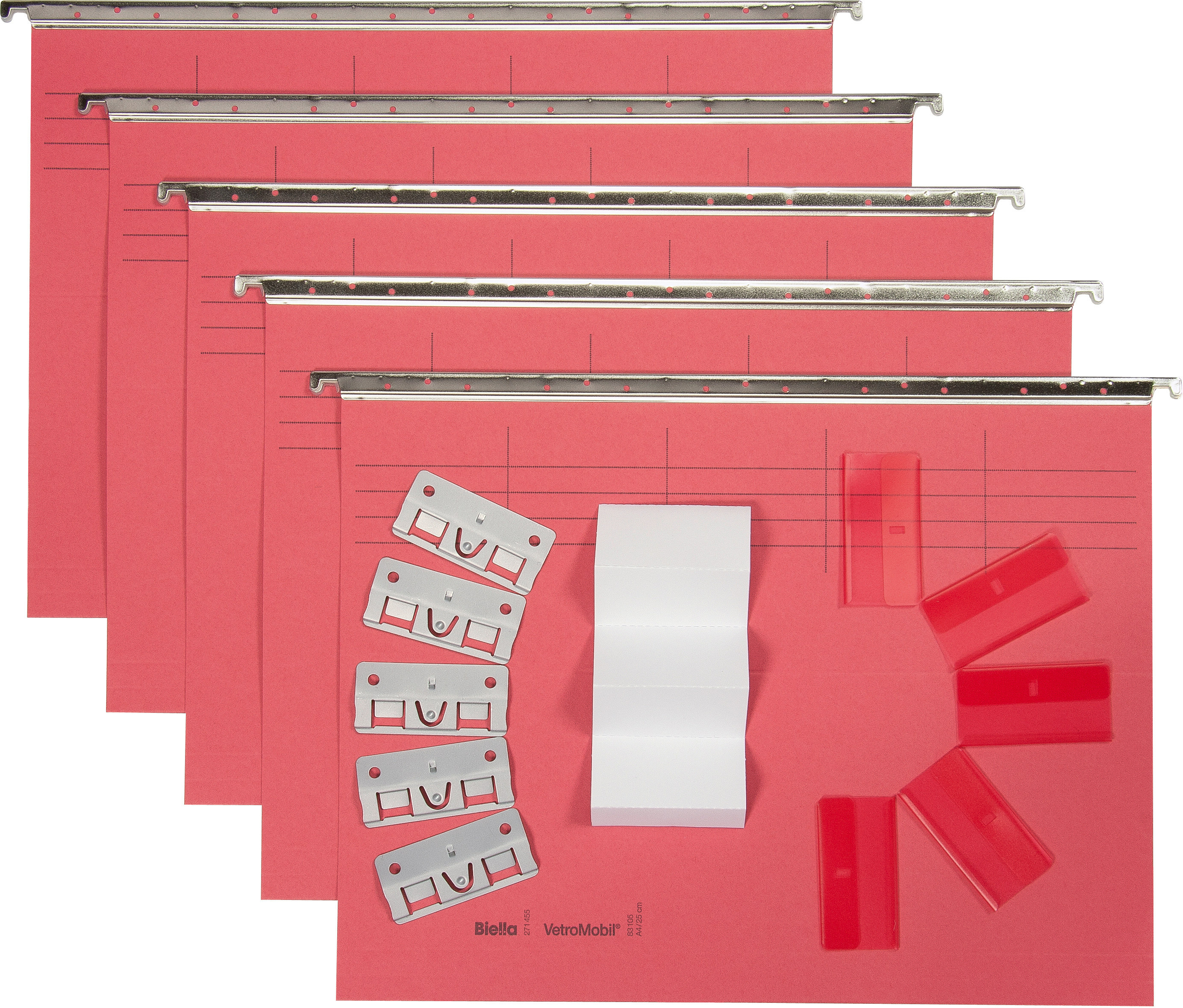 Biella Original Hängemappen inkl. Zubehör, rot, Pack à 5 Stück