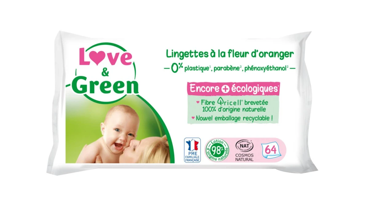 LOVE & GREEN Feuchttücher Orangenblüte 64 Stück