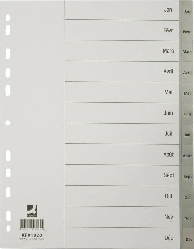 Q-CONNECT Monatsregister Jan - Déc
