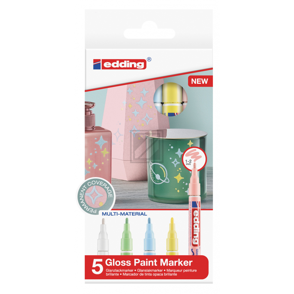 EDDING Gloss Paintmarker 751 1-2mm 751-E5-pa pastell 5 Stück