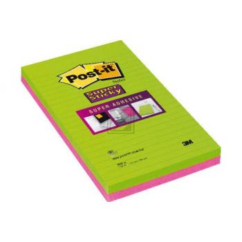 POST-IT Block Super Sticky 125x200mm 5845-SSEU grün/pink, 2x45 Blatt, liniert