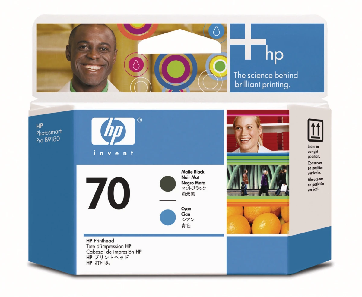 HP Druckkopf 70 matt-schwarz/cyan