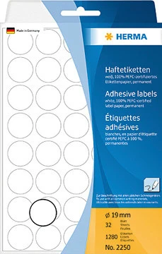 HERMA 2250 Etiketten, 32 Blatt, 1280 Stück