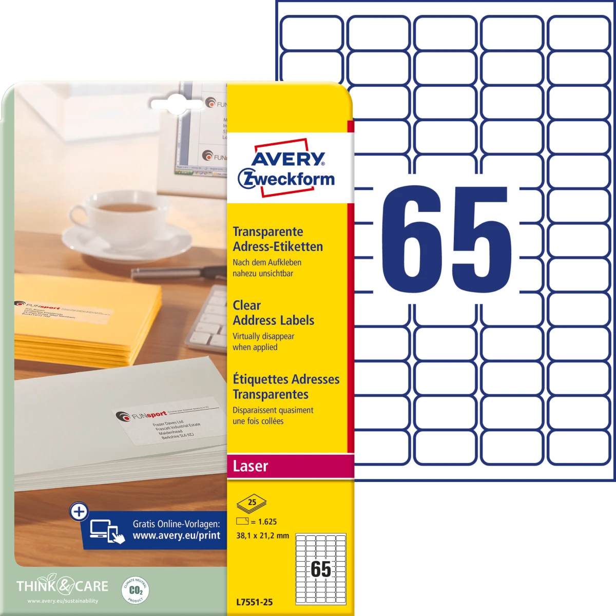 AVERY Zweckform L7551-25 Adress-Etiketten 38 x 21.2 mm