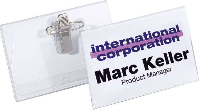 50 Durable Namensschilder mit Kombiklemme 7.5 x 4 cm