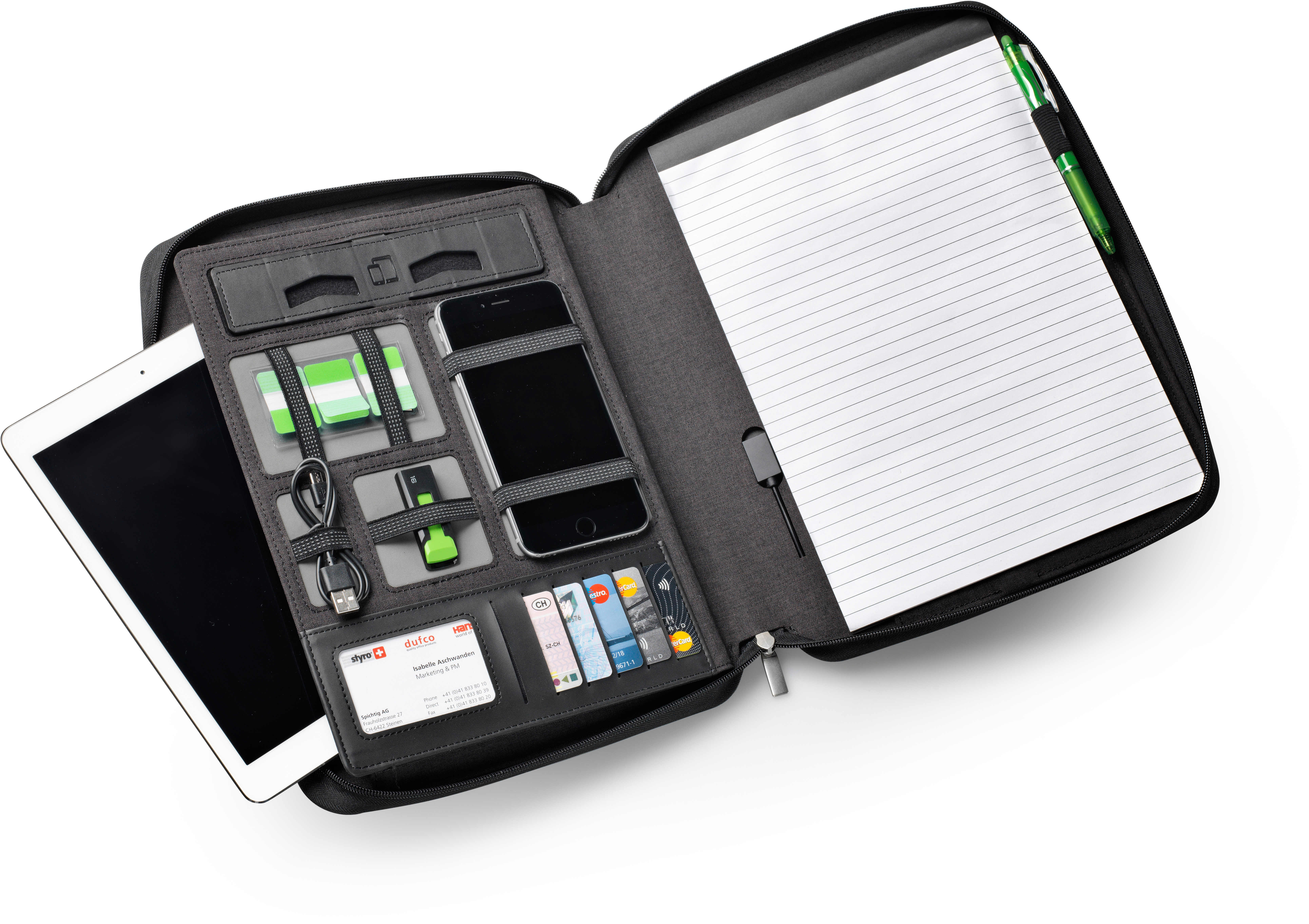 dufco Konferenzmappe mit Powerbank, anthrazit, im Format A4
