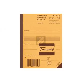 FAVORIT Quittungen D/F/I A6 8096OK blau/weiss 50x2 Blatt