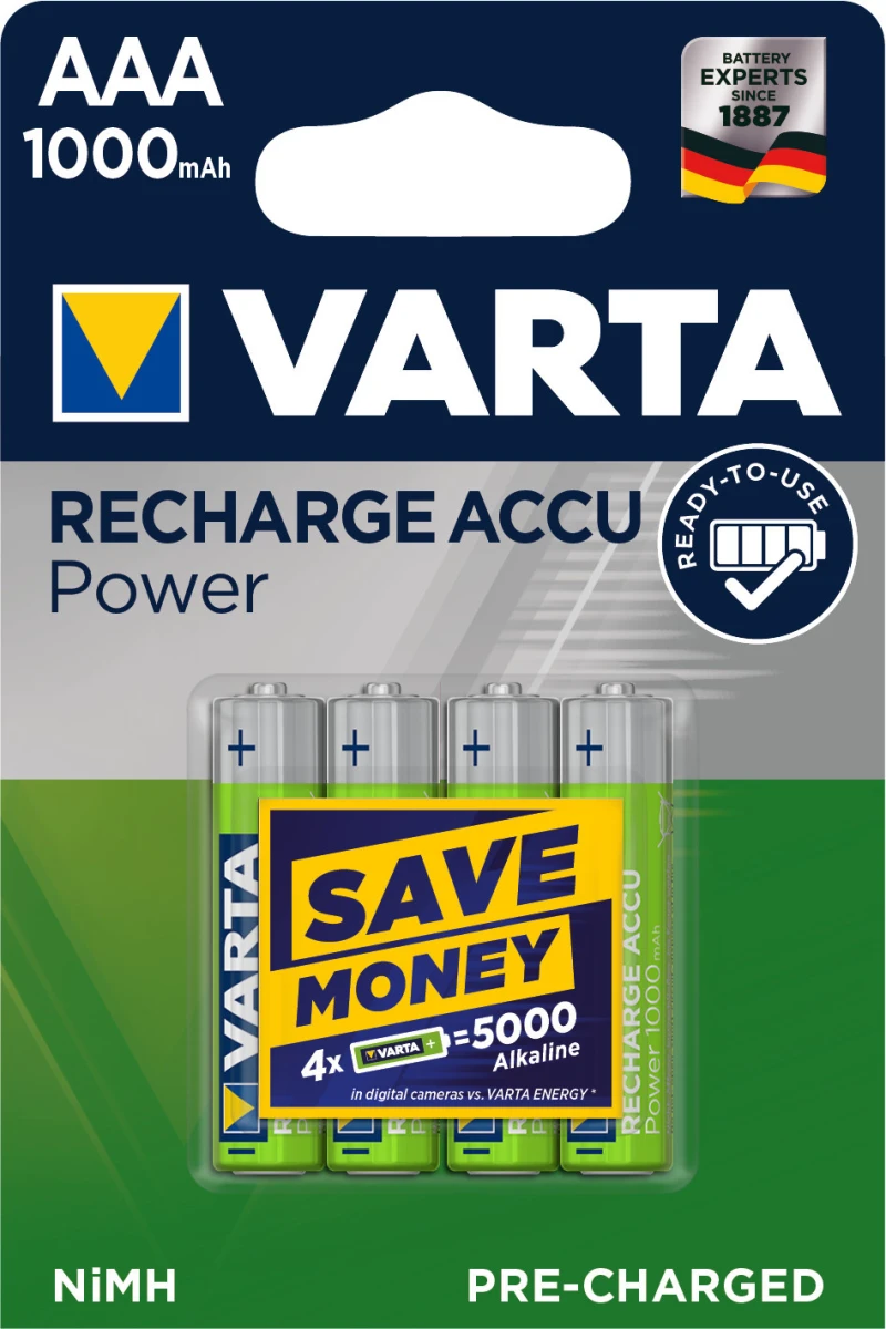 VARTA Batterie Recharge Accu Power AAA/HR03