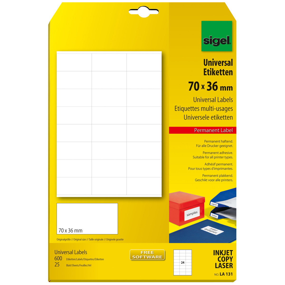 sigel Universaletiketten 70 x 36 mm, Pack à 600 Stück