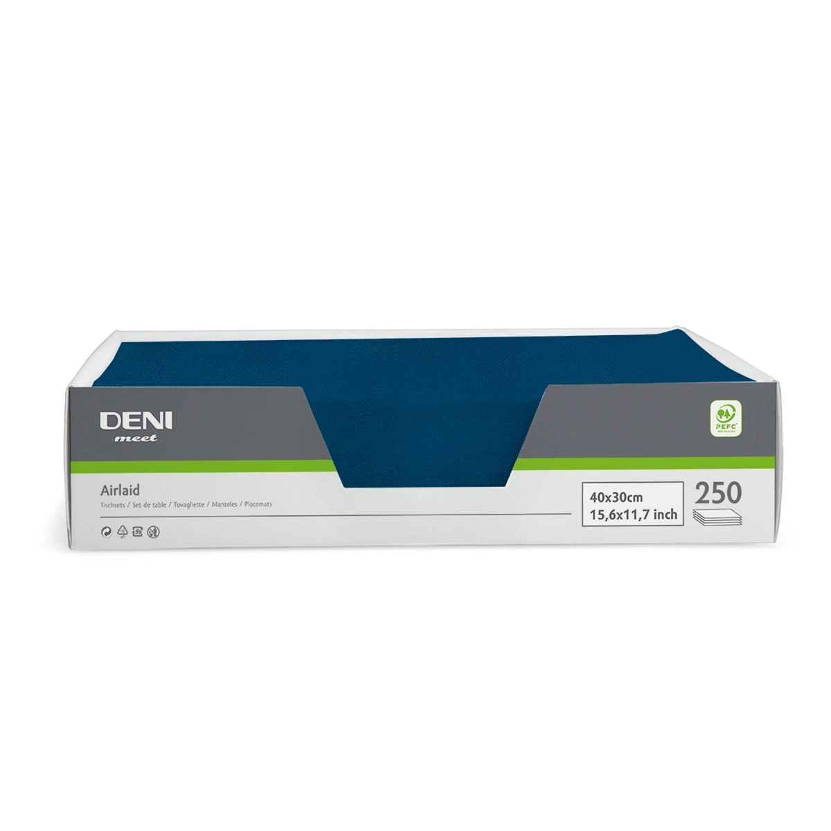 DENI meet Tischsets Airlaid, blau, 30x40cm, Pack zu 250 Stück