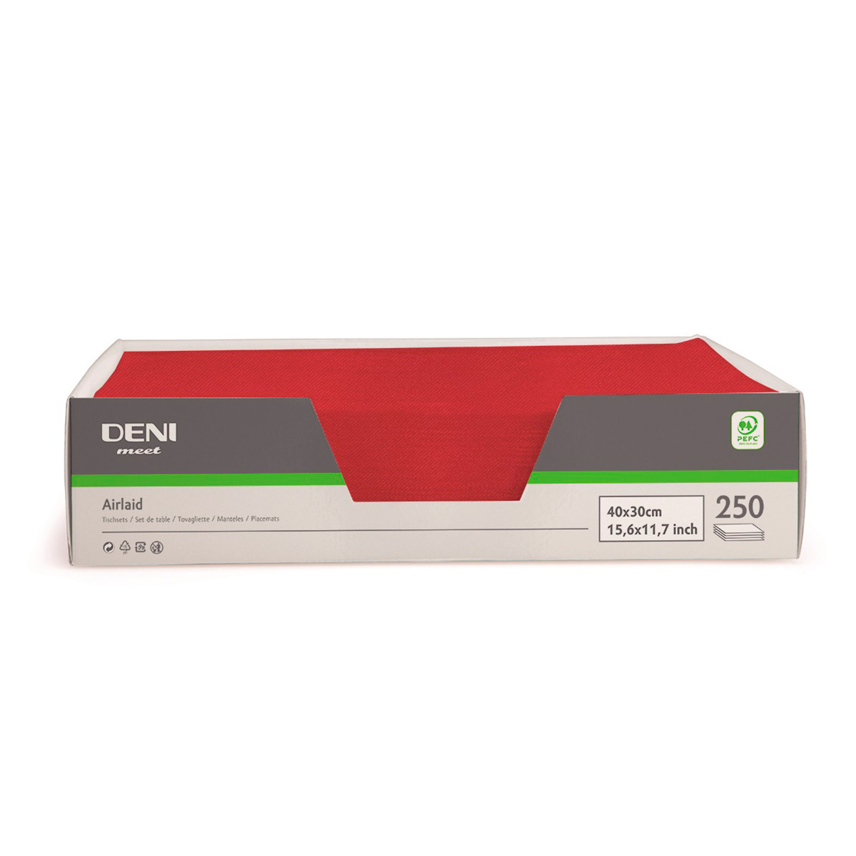 DENI meet Tischset Airlaid, rot, 30x40cm, Pack zu 250 Stück