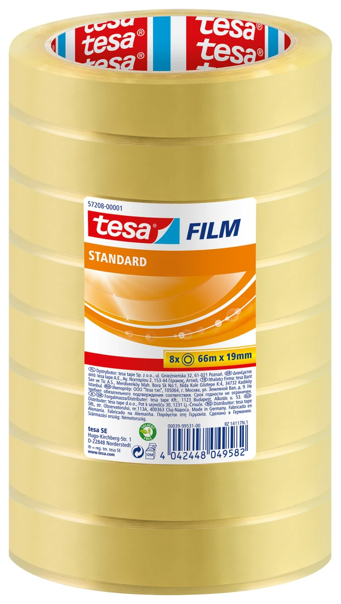 TESA Klebeband Standard 66 m x 19 mm (8x)