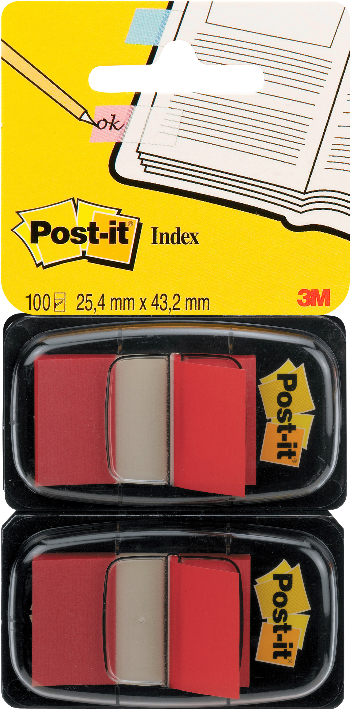 Post-it Index Haftstreifen rot, Pack à 2 x 50 Stück