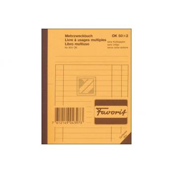 FAVORIT Mehrzweckbuch D/F/I A6 8111OK blau/weiss 50x2 Blatt