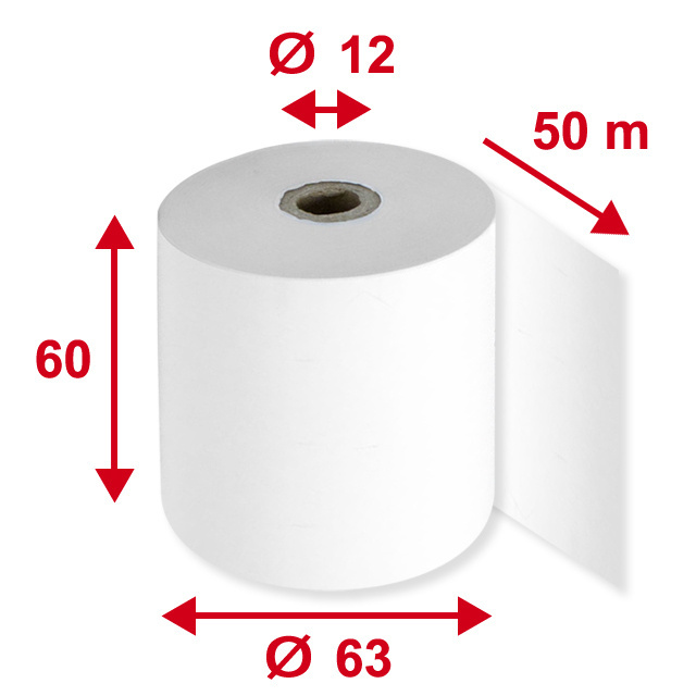 Thermorollen Phenolfrei 60 mm / 50 m / 12 mm, Pack à 5 Stück