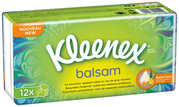 KLEENEX Taschentücher Balsam 4-lagig, 12 Stück , Pack